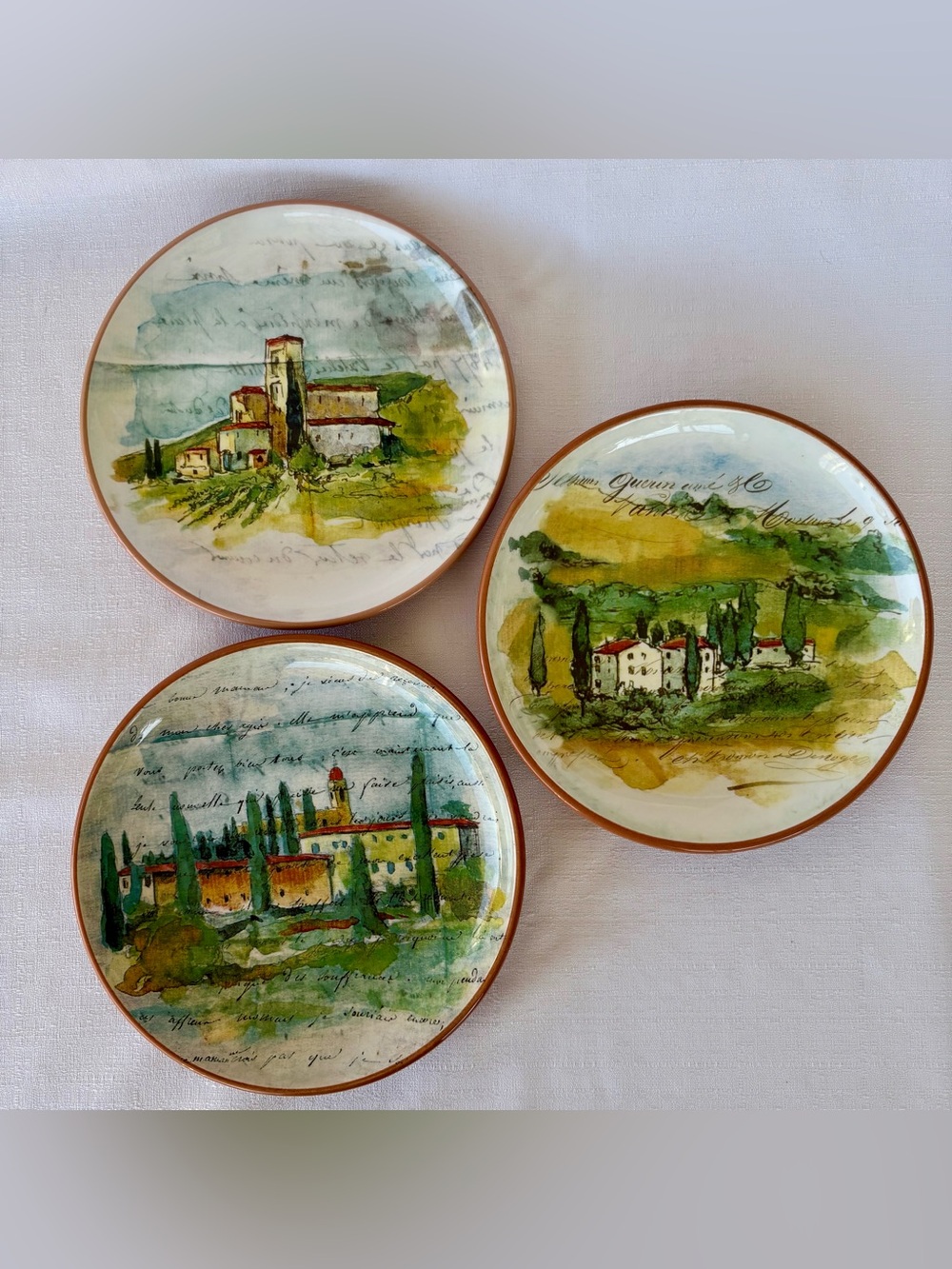 Williams Sonoma Paysage‎ Salad Plates Style D Marc Lacaze Italy SET of THREE